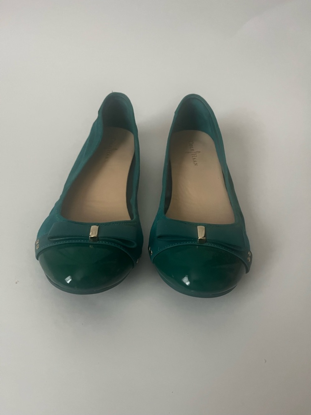 Teal Patent Cap-Toe Ballet Flats by Cole Haan